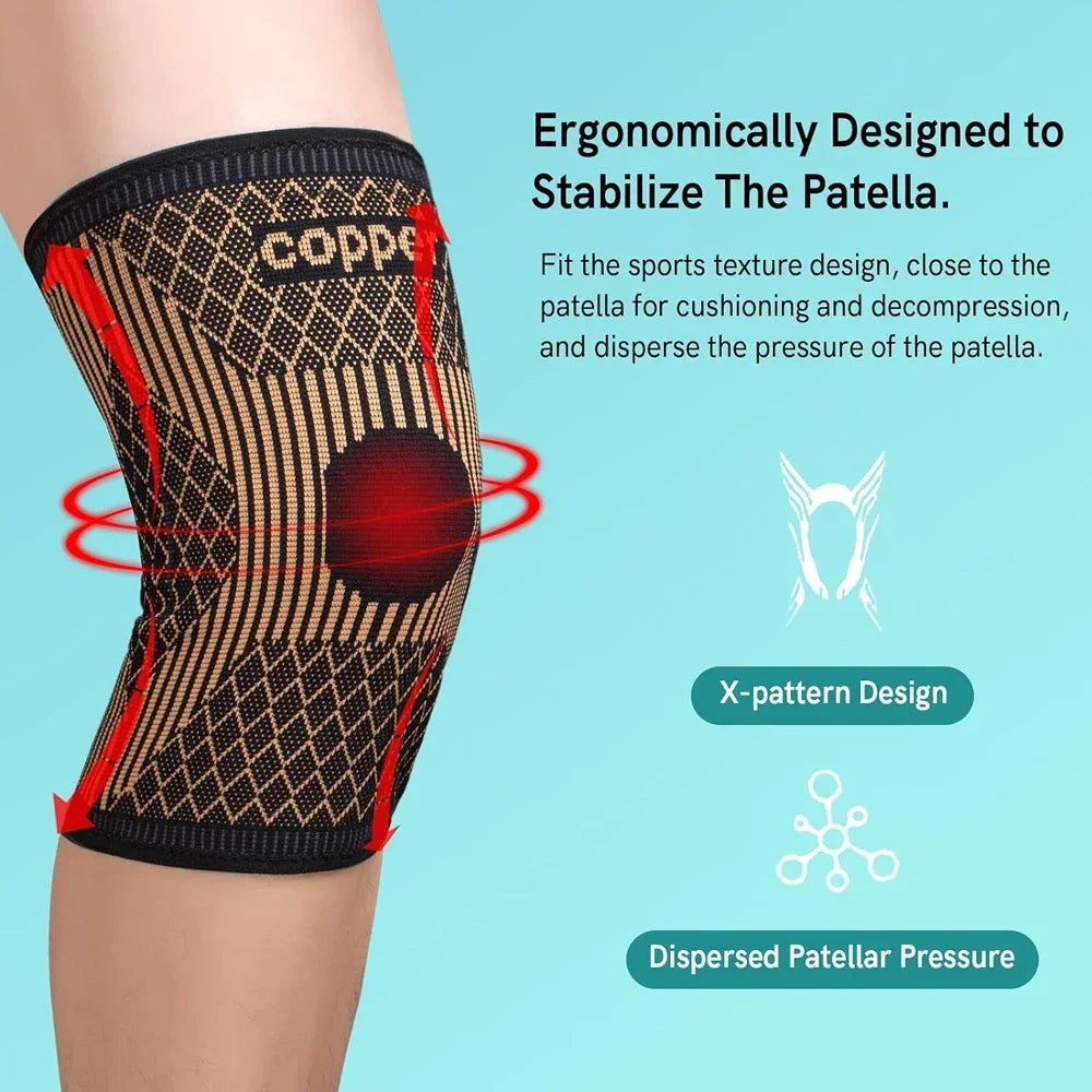 Copper Knee Brace for Arthritis Pain & Support-